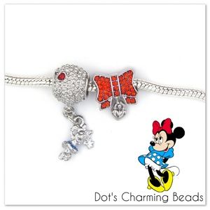 Red Crystal Minnie Mouse & HairBow Dangle Charms